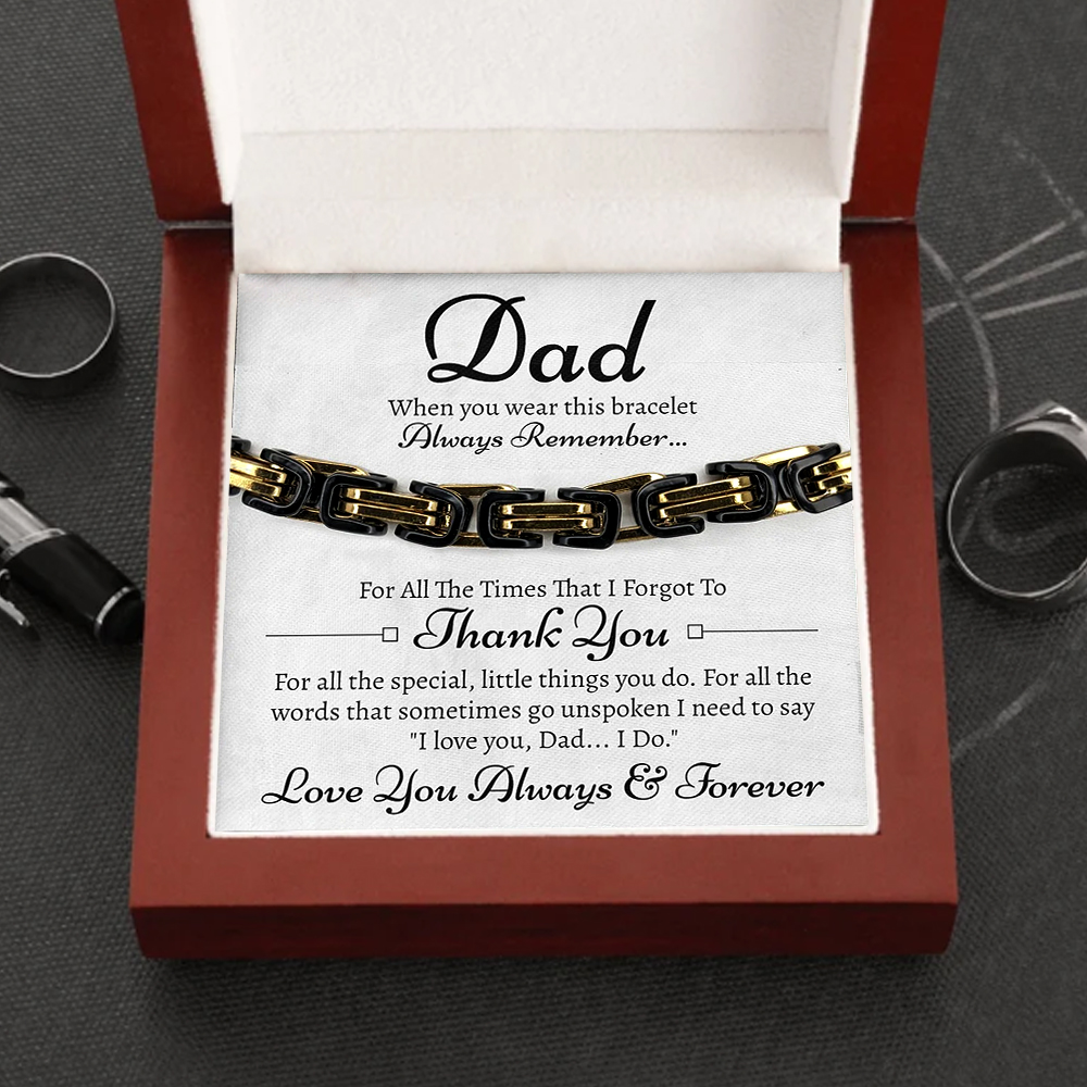 Father's Day Gifts Cuban Link Bracelet Stainless Steel Bracelet I Love You, Dad Sentimental Gift-Jessemade AU