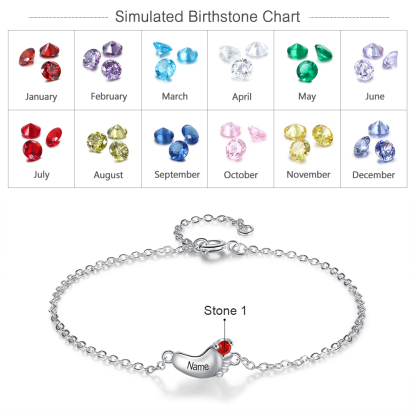 Personalised Baby Foot Necklace With 1 Birthstone Engraved Names Gift For Mother-Jessemade AU