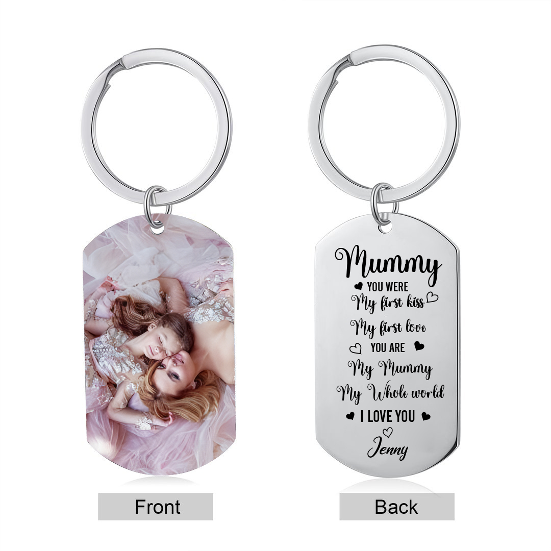 Personalised Photo & Name Keychain Gifts for Mommy/Mummy - You Are My First Kiss, My First Love, My Whole World-Jessemade AU