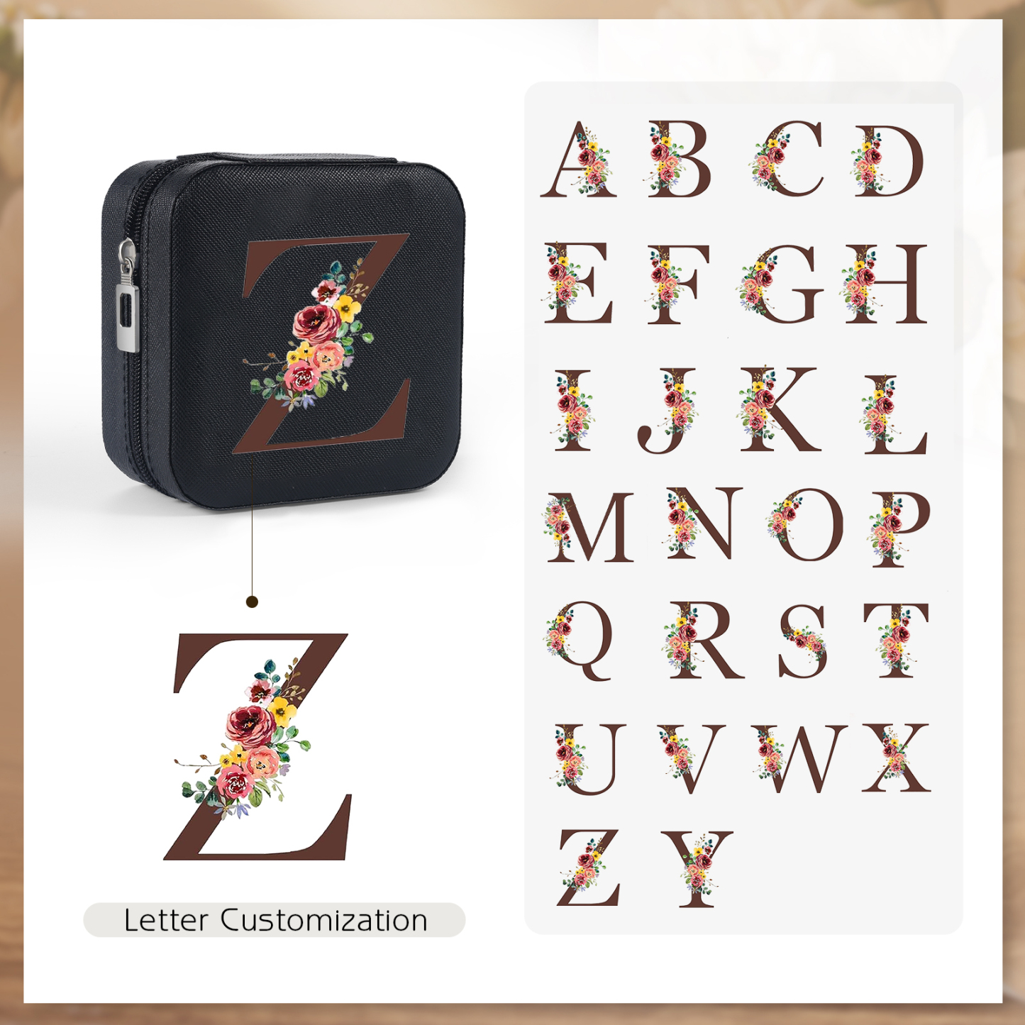 Custom Letter Jewelry Gift Box Personalised Travel Jewelry Box Gift for Women Girls-Jessemade AU