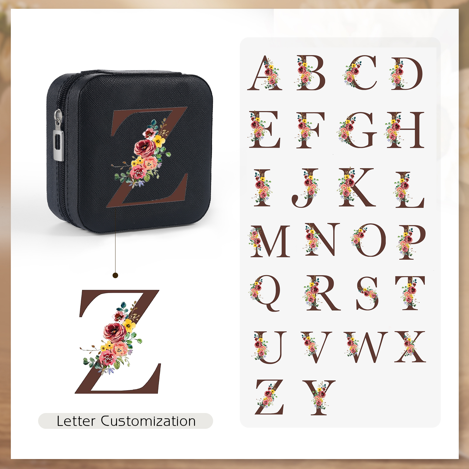 Custom Letter Jewelry Gift Box Personalised Travel Jewelry Box Gift for Women Girls-Jessemade AU