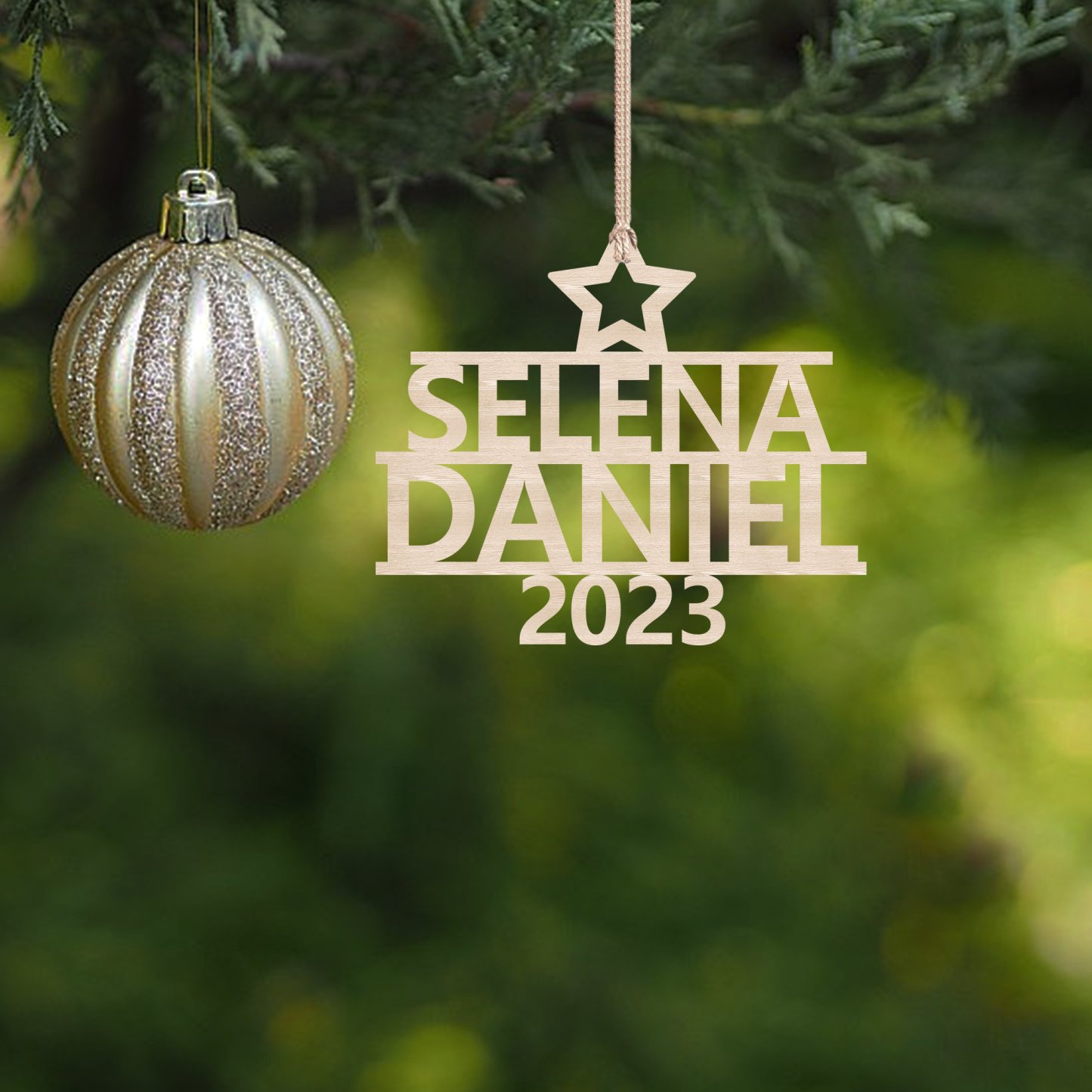 2 Names - Personalised Christmas Tree Ornaments Customised Name Xmas Wooden Decor Gifts for Family Friends-Jessemade AU