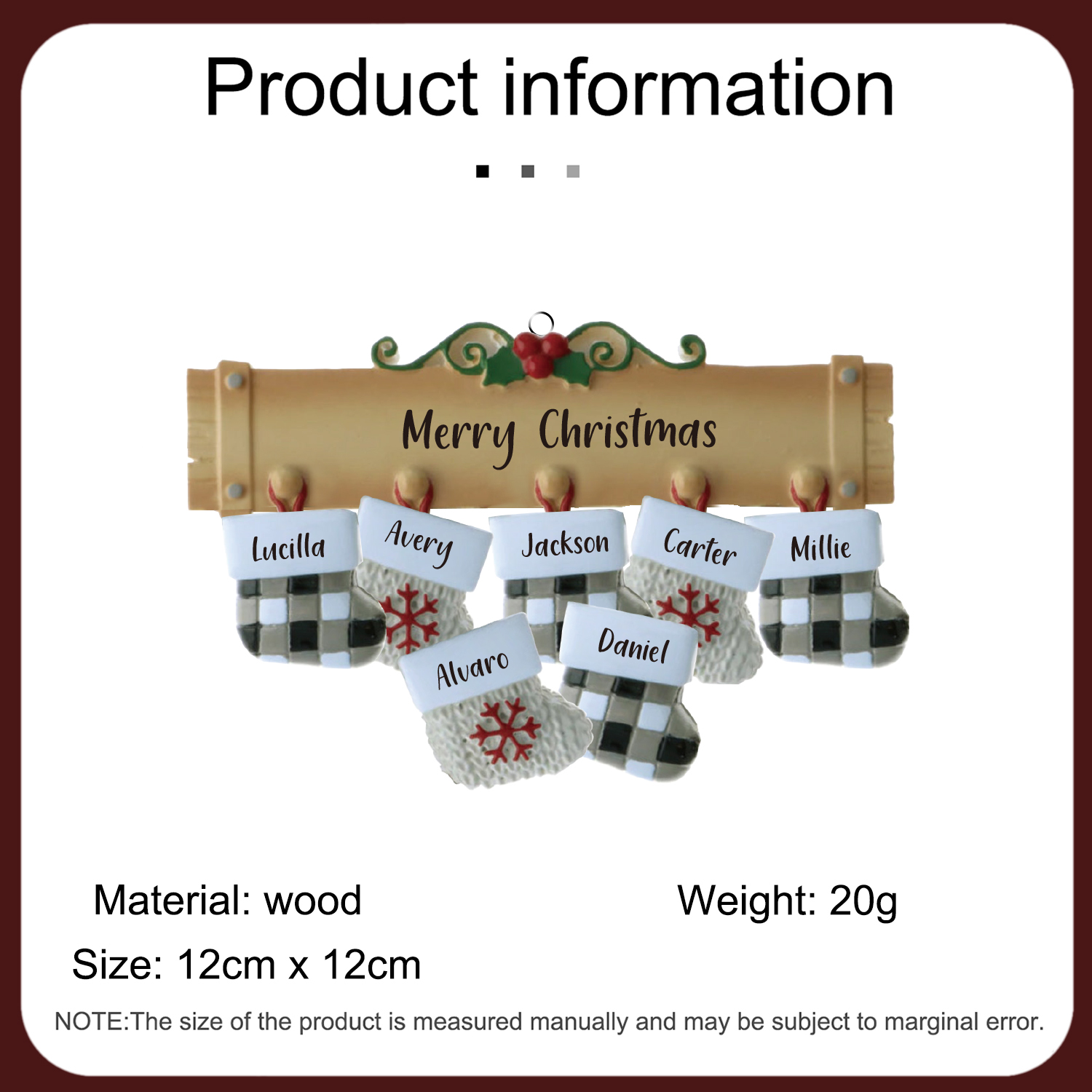 7 Names - Personalised Christmas Stockings Ornaments Customised Name & Text Christmas Decor Wooden Gifts for Family Friends-Jessemade AU