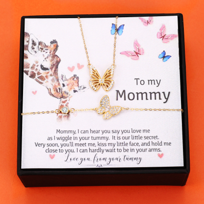 Personalised Wedding Jewelry Set Butterfly Necklace Bracelet Earrings Rings For Best Friends For Mom-Jessemade AU