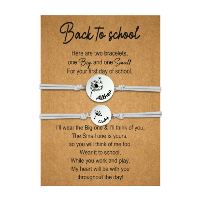 2 Pcs Dandelion Bracelet Set Custom 2 Names Adjustable Bracelets Back to School Gifts for Daughter-Jessemade AU