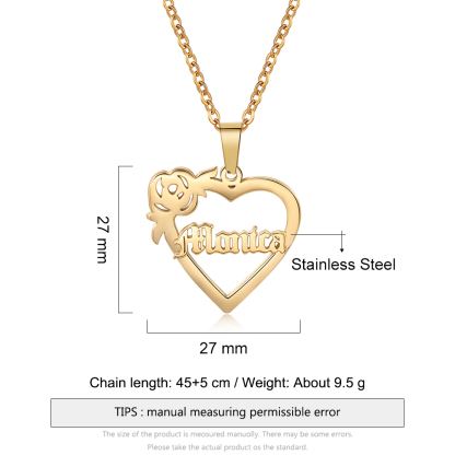 Personalised Heart Name Necklace Classic Jewelry Gift For Her-Jessemade AU