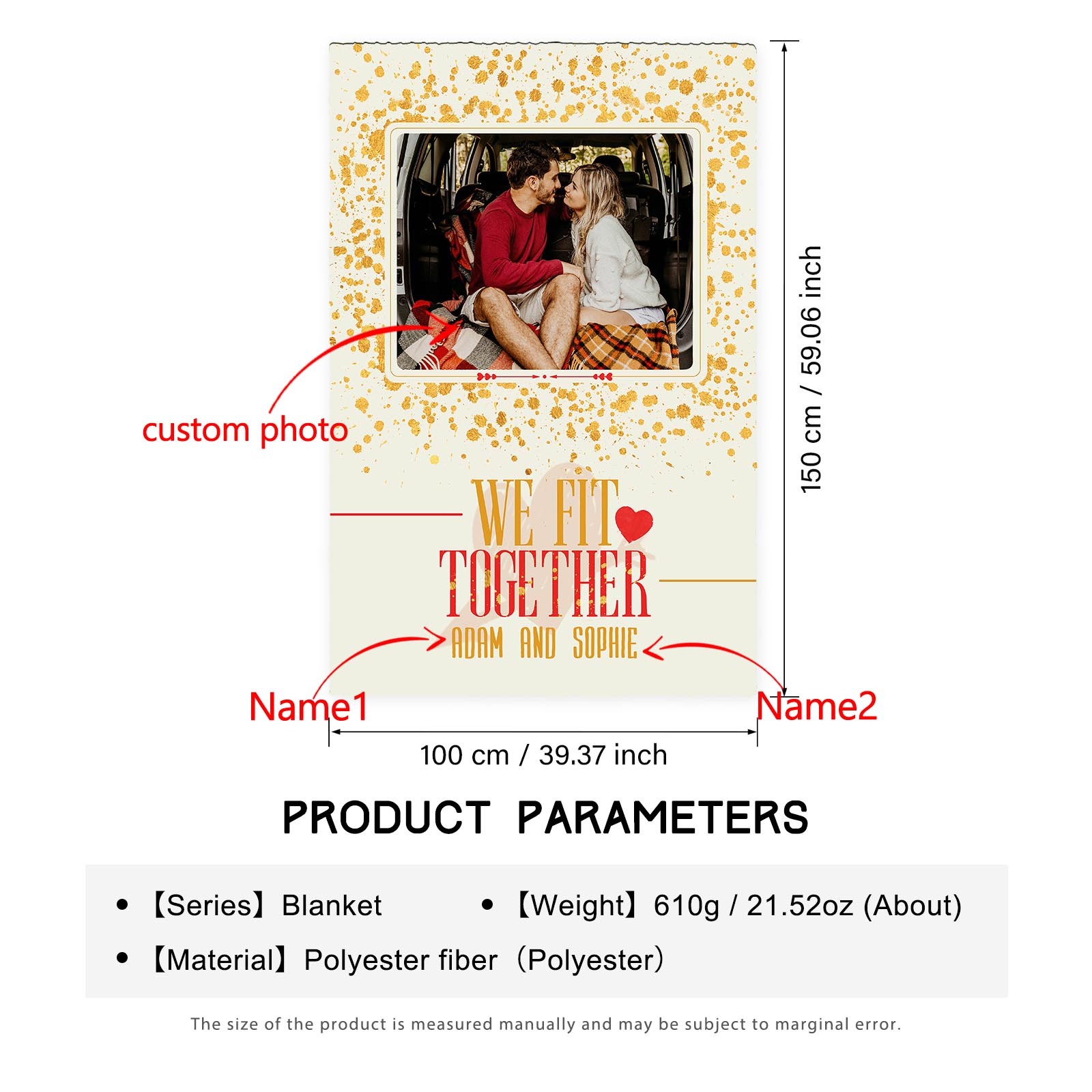 Personalised Couple Blanket Custom Photo Sweet Gift For Her-Jessemade AU