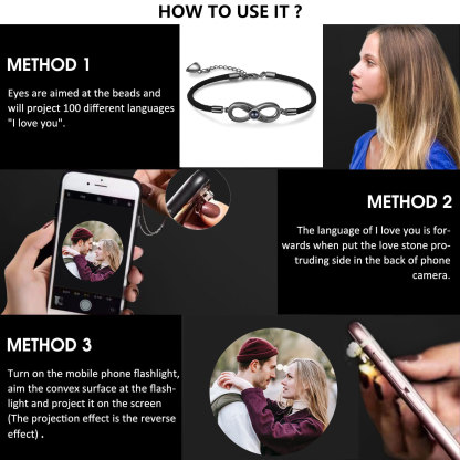 Personalised Magnetic Projection Bracelet Custom Photo Infinity Couple Bracelet Creative Gift for Her-Jessemade AU