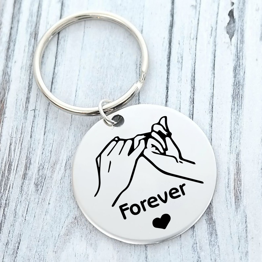 Pinky Swear Personalised Round Keychain Custom Text Keyring Gift For Friend/Sister/Bestie-Jessemade AU