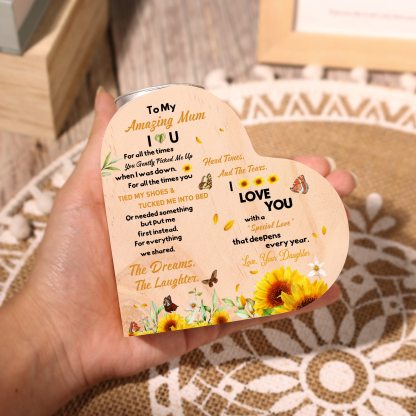 To My Mum - Wooden Heart Candle Holder Flower Candlesticks "picked me up" Gifts For Mother-Jessemade AU