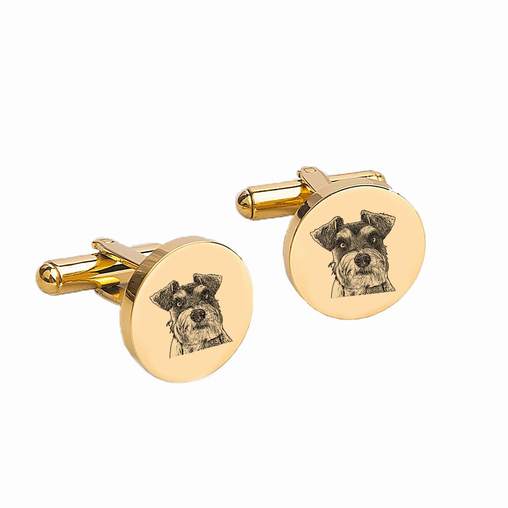 Personalised Men's Cufflinks Custom 2 Photos Circle Metal Cufflinks Pet Photo Memorial Gift-Jessemade AU