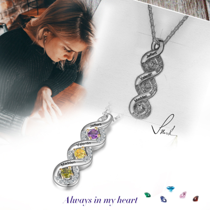 Personalised DNA Necklace With 3 Birthstones Engraved Names Gift For Women-Jessemade AU