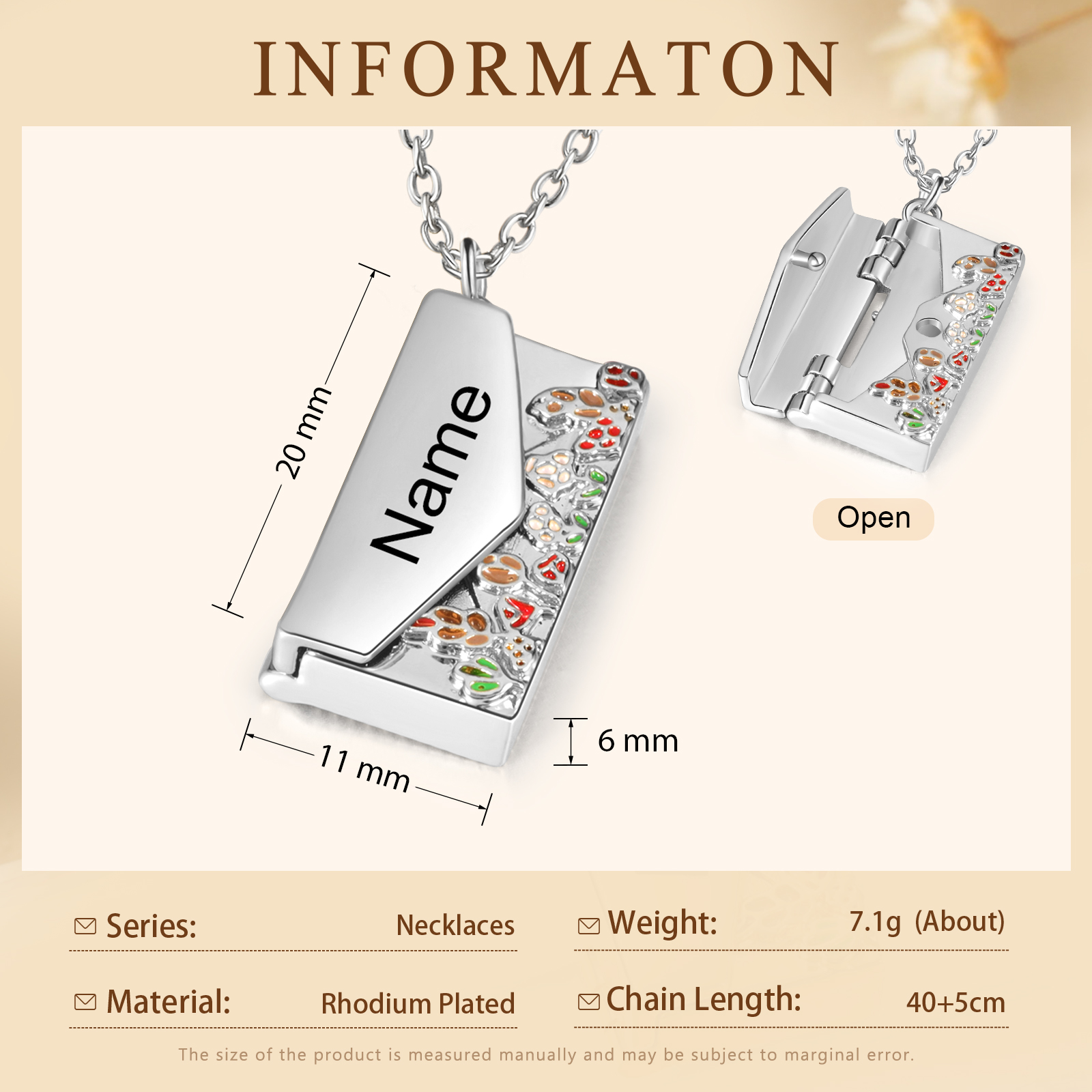 Personalised Women's Necklace Customised Name Envelope Necklace Gifts for Her-Jessemade AU