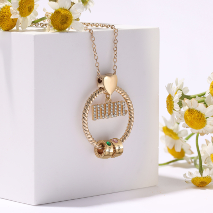 2 Names - Personalised Mum Circle Pendant Necklace Custom Names & Birthstones Necklace Gifts For Mum-Jessemade AU