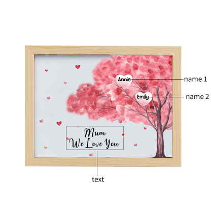 Personalised Frame Night Light Custom 1 Text & 2 Names Pink Family Tree Ornament Gifts for Mother/Grandma-Jessemade AU