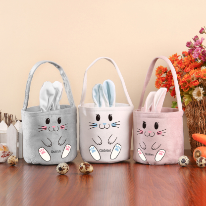 Personalised Bunny Tote Bag Customised With Name Bucket Bag Bunny Basket Easter Gifts-Jessemade AU