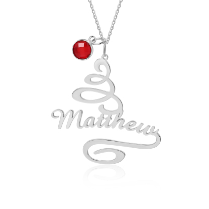 Personalised Name Necklace Custom 1 Birthstone Christmas Tree Necklace for Her-Jessemade AU