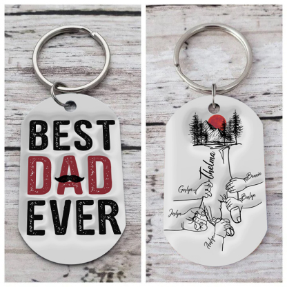 Best Dad Ever - Personalised 6 Names Holding Hands Keychain Custom Family Keychain Father's Day Gifts-Jessemade AU