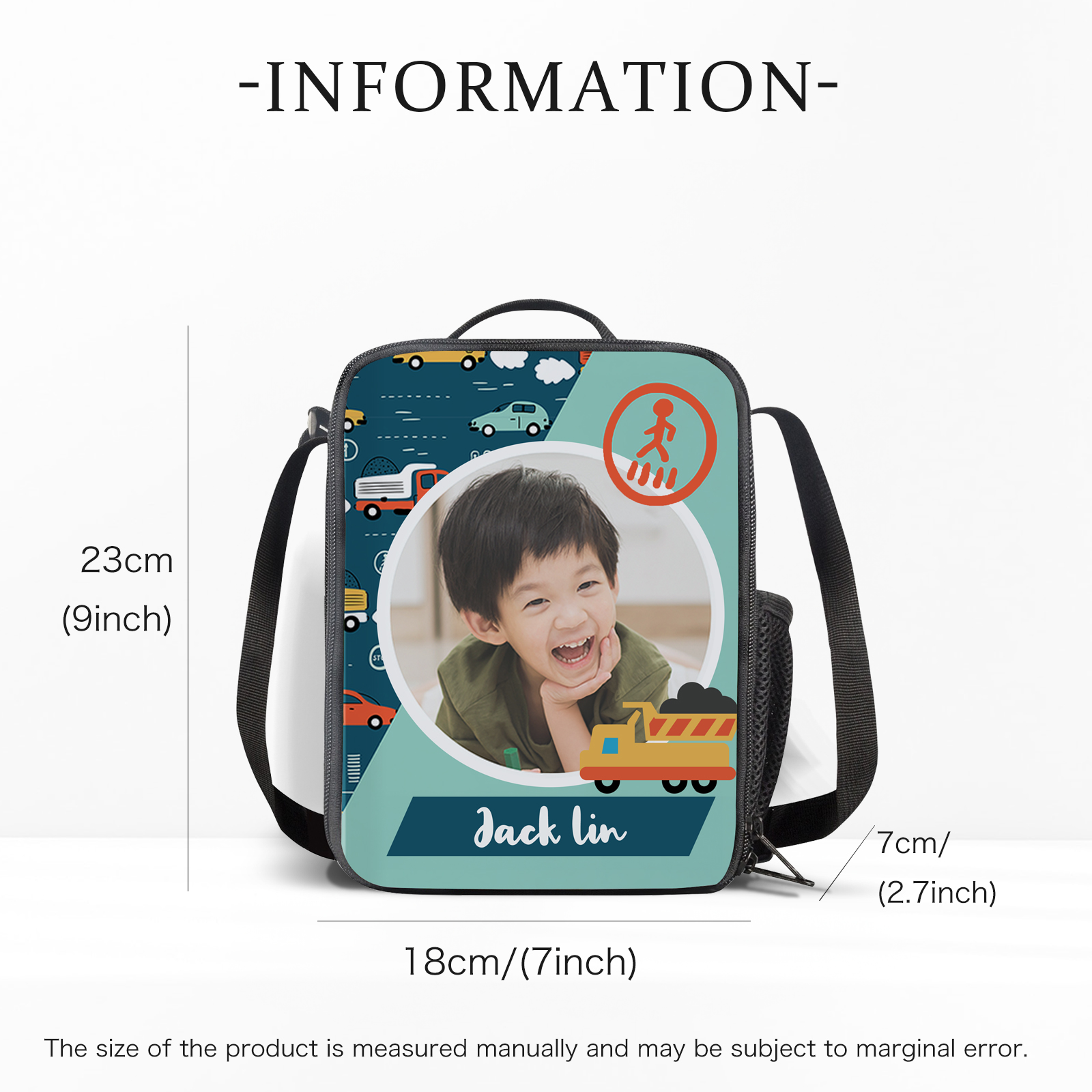 Custom Name and Photo Lunch Bag Personalised Cars Lunch Box Gifts for Kids-Jessemade AU