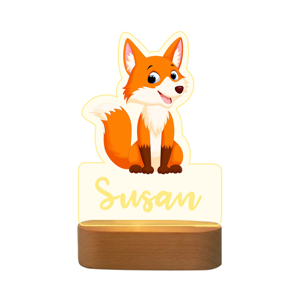 Personalised Name Fox Night Light LED Lamp Gifts For Kids-Jessemade AU