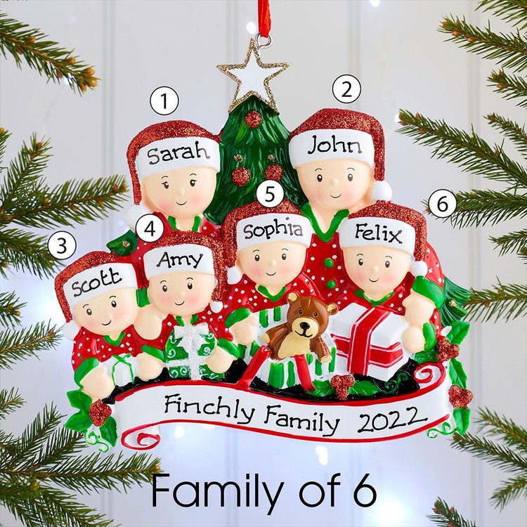 Personalised Christmas Tree Ornament Custom 5 Family Members Names Ornament-Jessemade AU