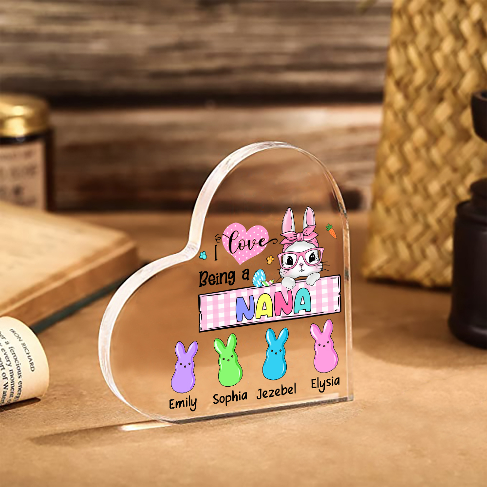 5 Names - Personalised Acrylic Heart Keepsake Custom Names Bunny Ornaments Gifts for Grandma/Mother-Jessemade AU