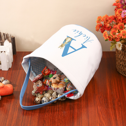 Easter Bunny Tote Bag Personalised Name & Letter Bucket Bag White Basket Gifts For Kids-Jessemade AU