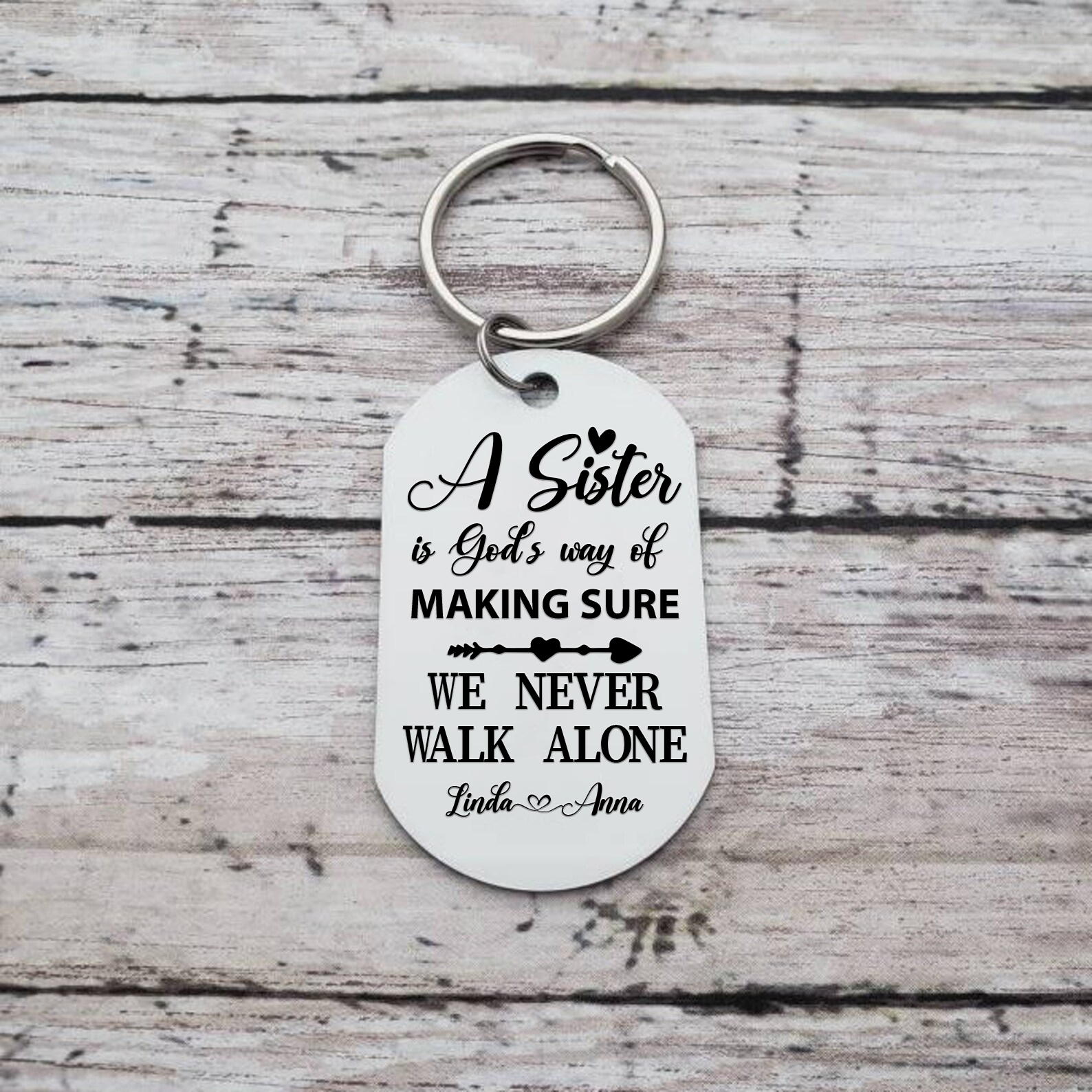 Personalised Sisters Photo Keychain Custom 2 Names Keyring “A Sister Is God's Way Of Making Sure We Never Walk Alone”  Birthday Gift For Besties-Jessemade AU