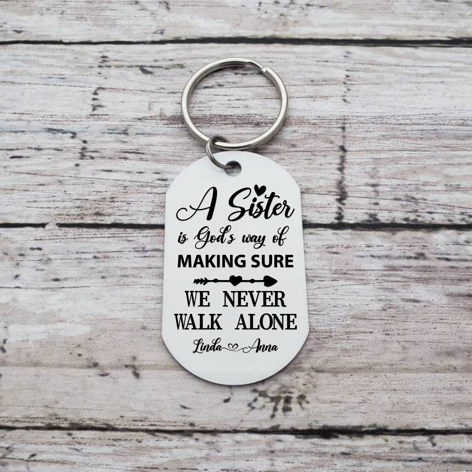 Personalised Sisters Photo Keychain Custom 2 Names Keyring “A Sister Is God's Way Of Making Sure We Never Walk Alone”  Birthday Gift For Besties-Jessemade AU