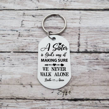 Personalised Sisters Photo Keychain Custom 2 Names Keyring “A Sister Is God's Way Of Making Sure We Never Walk Alone”  Birthday Gift For Besties-Jessemade AU