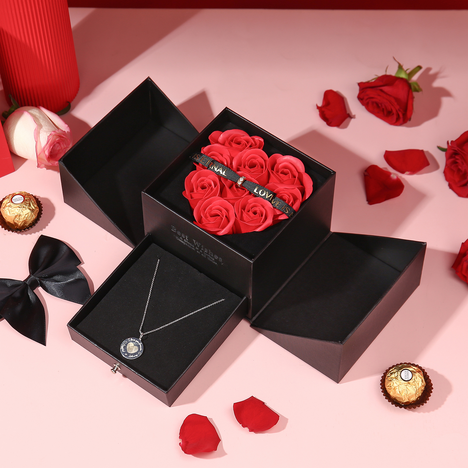 Red Rose Exquisite Jewelry Box Storage Box Valentine's Day Gift Packaging Box-Jessemade AU