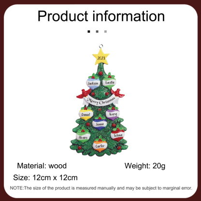8 Names - Personalised Christmas Tree Ornaments Custom Text & Year Wooden Christmas Pendant Gifts for Family Friends-Jessemade AU