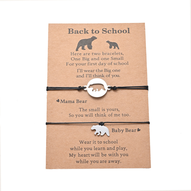 2 Pcs Parent-Child Bracelet Set Bear Bracelet Back to School Gift for Kids-Jessemade AU