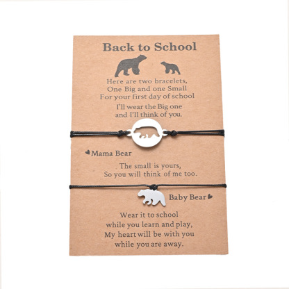 2 Pcs Parent-Child Bracelet Set Bear Bracelet Back to School Gift for Kids-Jessemade AU