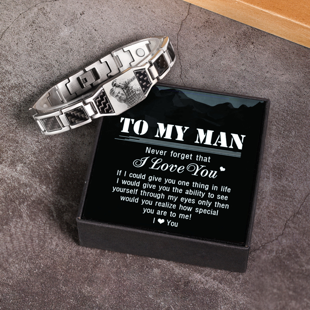 Personalised Bracelet Custom Photo ID Bar Men's Bracelet Bangle Gifts For Him-Jessemade AU