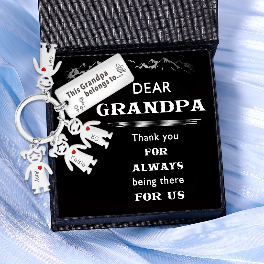 This Grandpa Belongs To Keychain Personalised Family Keychain with 4 Kid Charms Engrave 4 Names-Jessemade AU