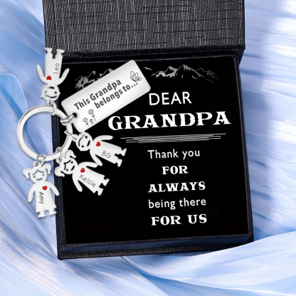 This Grandpa Belongs To Keychain Personalised Family Keychain with 4 Kid Charms Engrave 4 Names-Jessemade AU