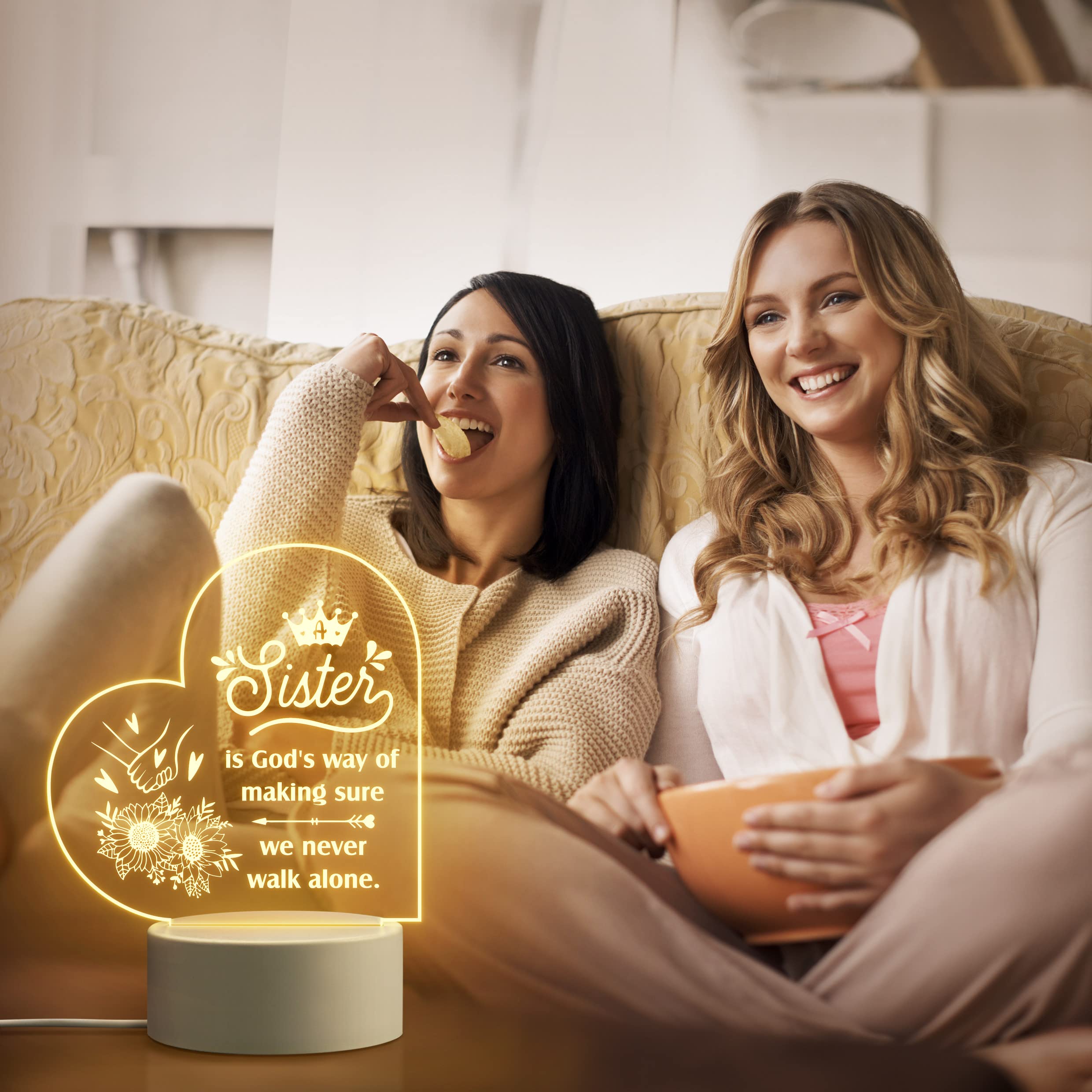 To My Sister - Heart Night Light LED Lamp Bedroom Decoration For Sister-Jessemade AU