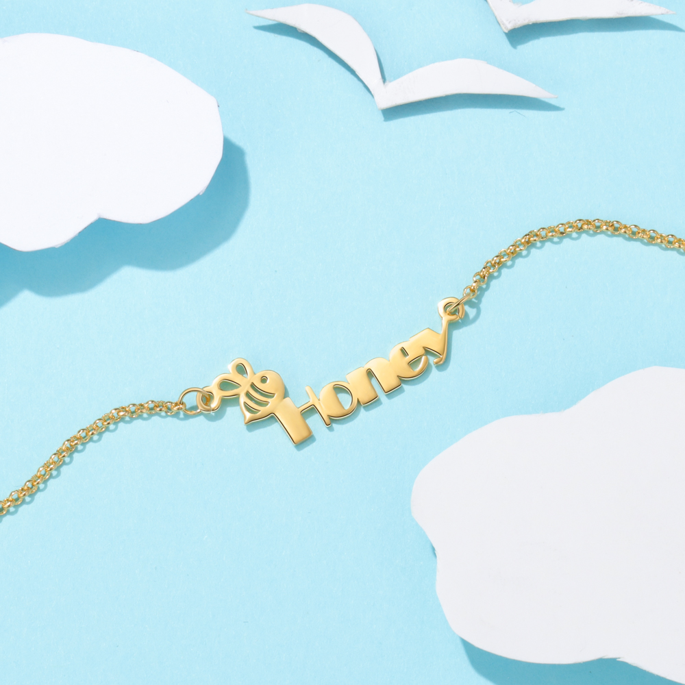 Personalised Name Necklace Custom Name Honey Bees Necklace for Kids-Jessemade AU
