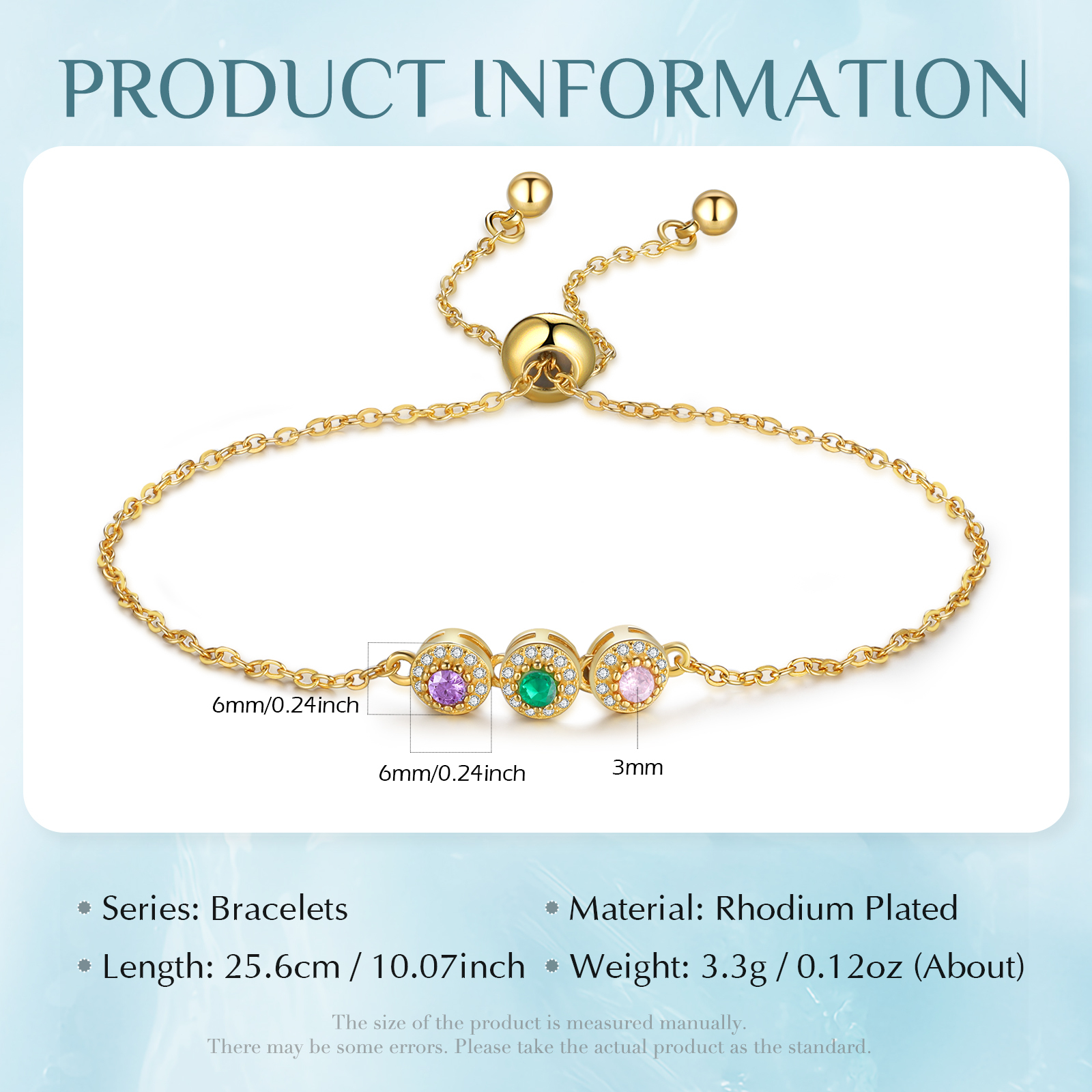 Personalised Women's Bracelet Customised 3 Birthstones Bracelets Birthday Mother's Day Gift for Her-Jessemade AU