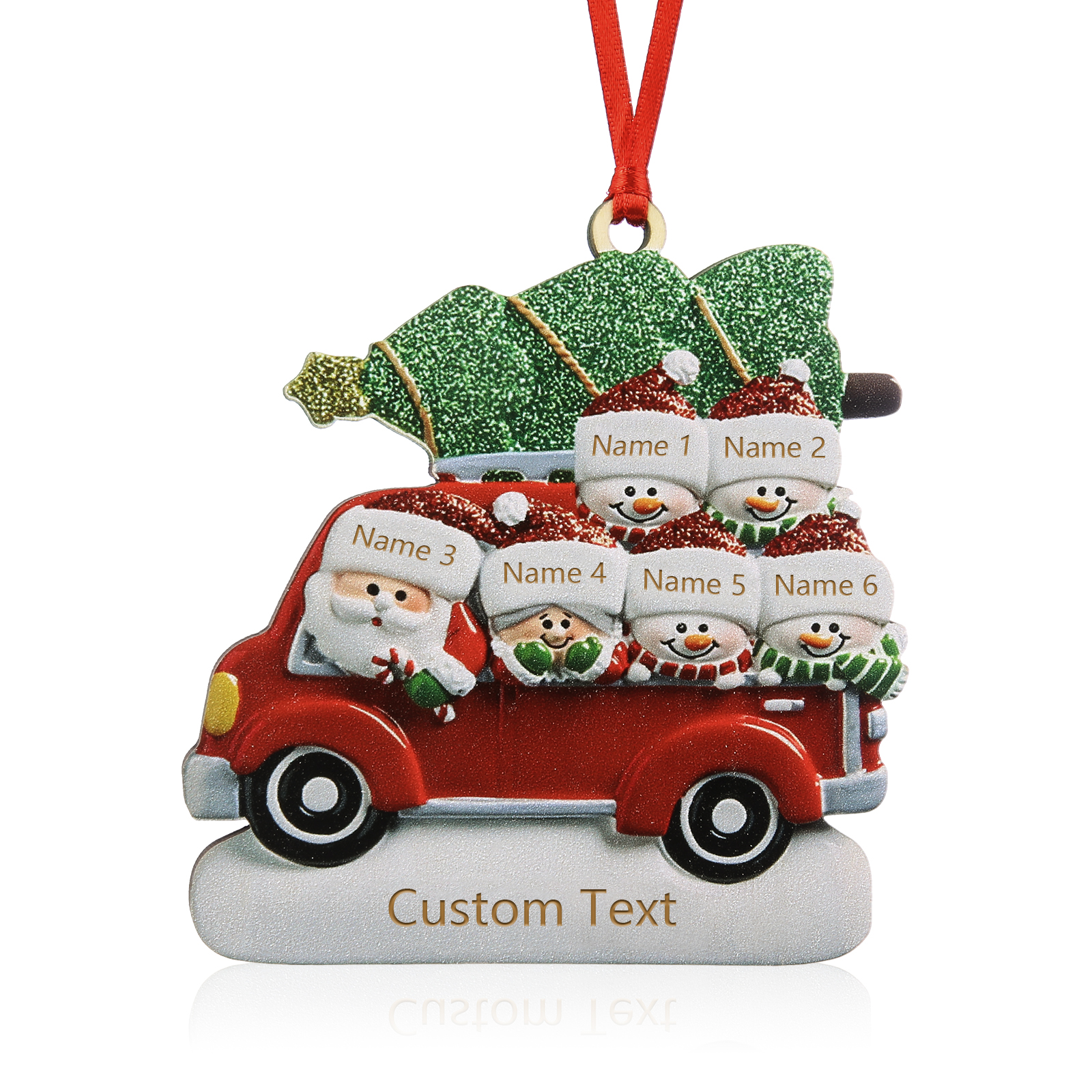 6 Names - Personalised Christmas Snowman Ornament Customised Names & Text Wooden Car Hanging Ornaments Christmas Gift for Family-Jessemade AU