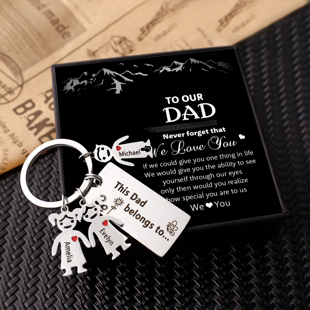 Personalised Family Keychain with 5 Kid Charms Engrave Names-Jessemade AU