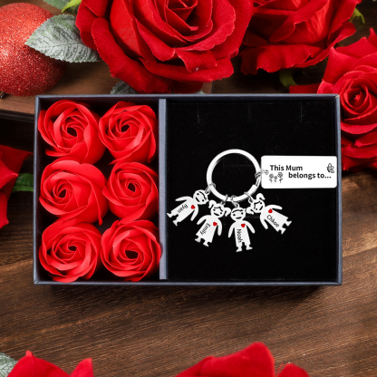 4 Names - Personalised Keychain with Kid Charms Engraved Names Keychain Mother's Day Gift for Mum/Nan-Jessemade AU