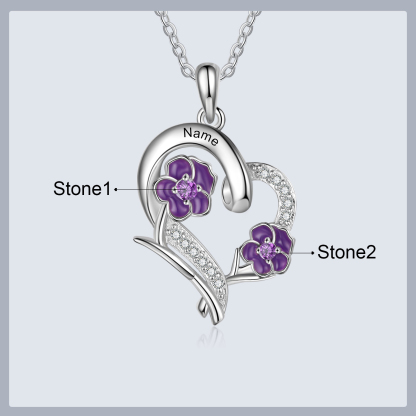 Personalised February Birthflower Necklace With Birthstones Custom 1 Name Necklace For Her-Jessemade AU