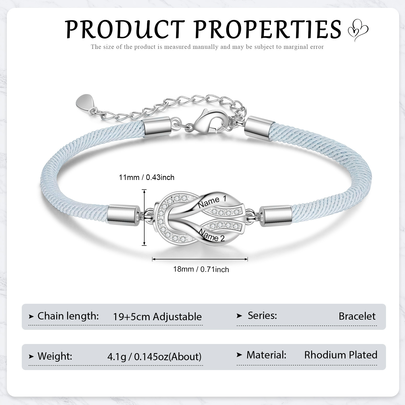 Customised 2 Names Couple Bracelet Adjustable Bracelet Personalised Gift for Her-Jessemade AU