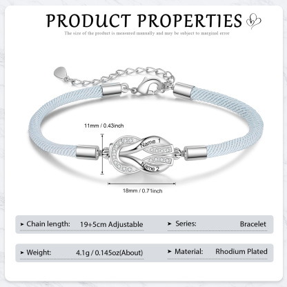 Customised 2 Names Couple Bracelet Adjustable Bracelet Personalised Gift for Her-Jessemade AU