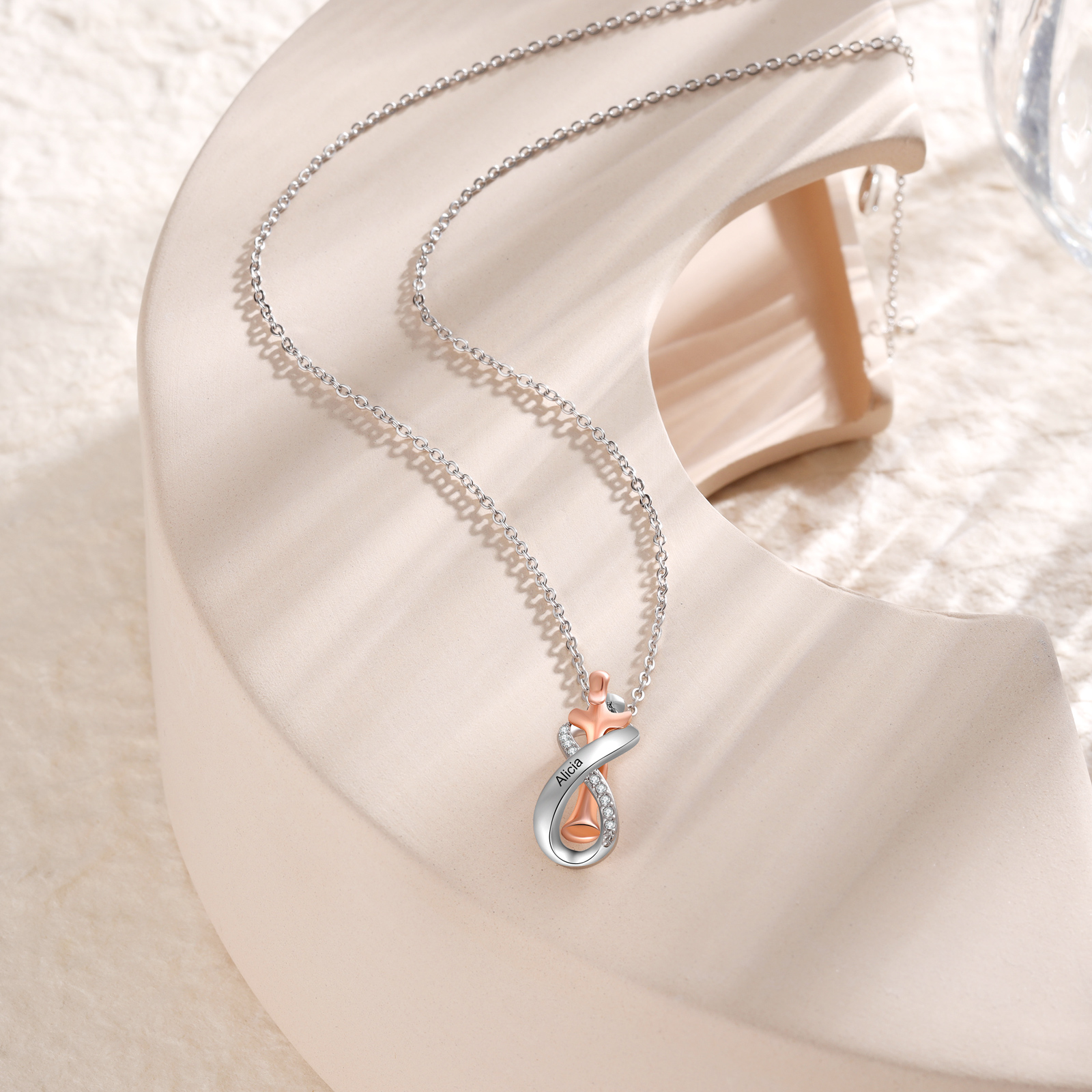 Personalised Infinity Necklace Couple Hug Necklace for Her-Jessemade AU