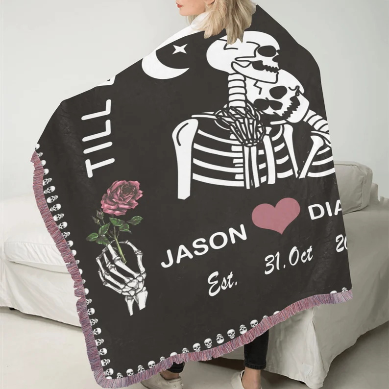 "Till Death Do Us Apart" Halloween Blanket Personalised Blanket Couple Blanket-Jessemade AU