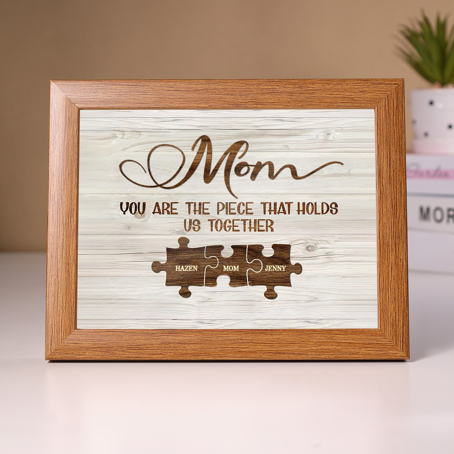 Personalised Puzzle Picture Frame With Light Custom 4 Names Home Decor - You are the piece that holds us together-Jessemade AU