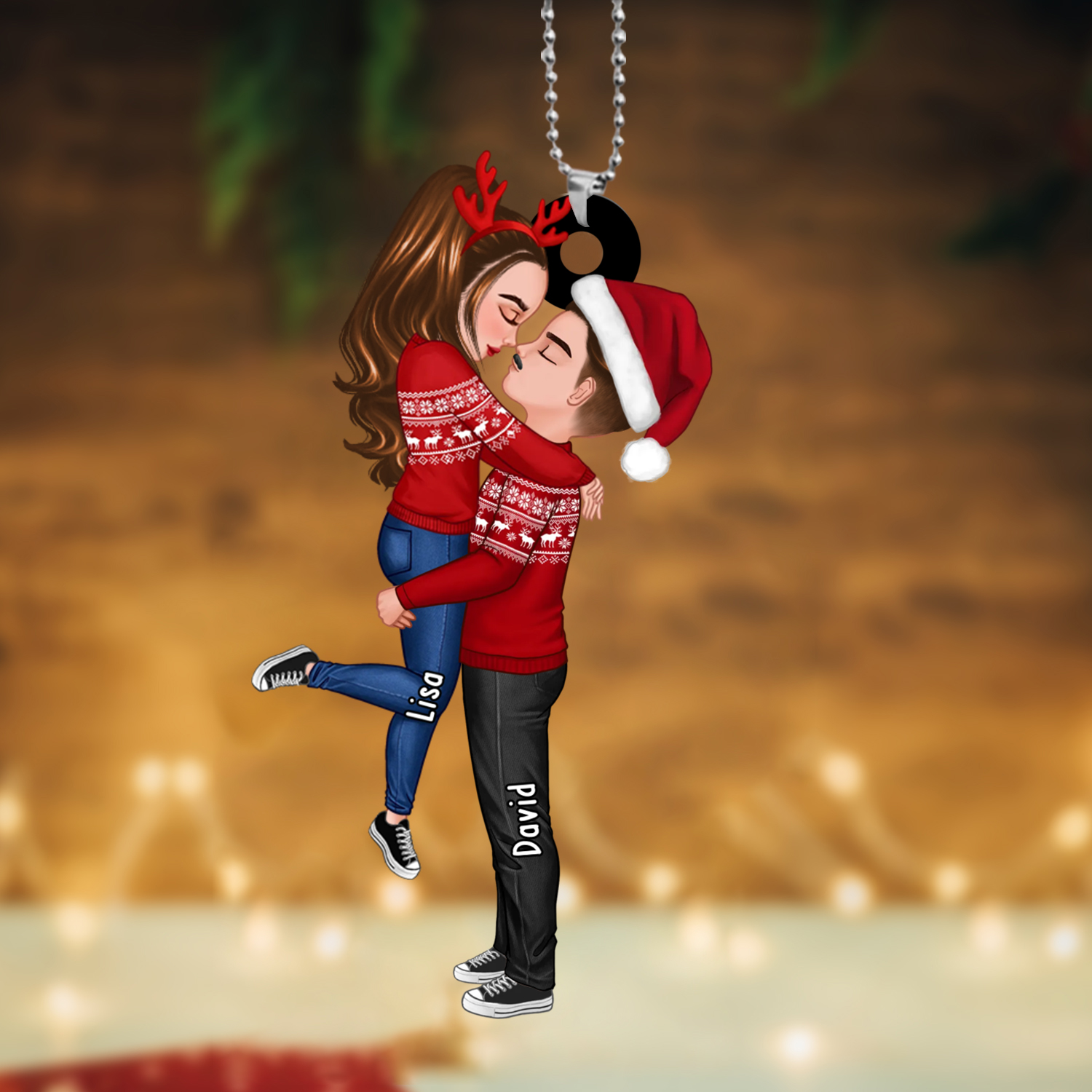 Personalised Couple Hugging Christmas Ornaments Customised 2 Names Acrylic Hanging Ornament Gifts for Couples-Jessemade AU